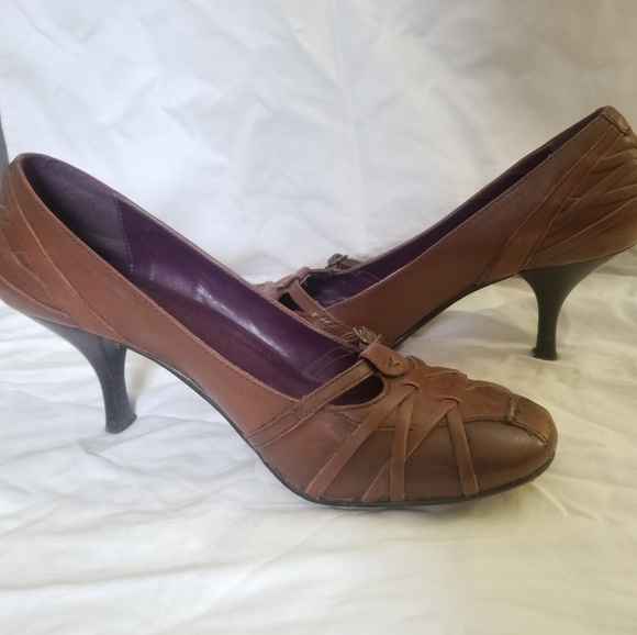 Brown Leather Heels - Picture 1 of 2